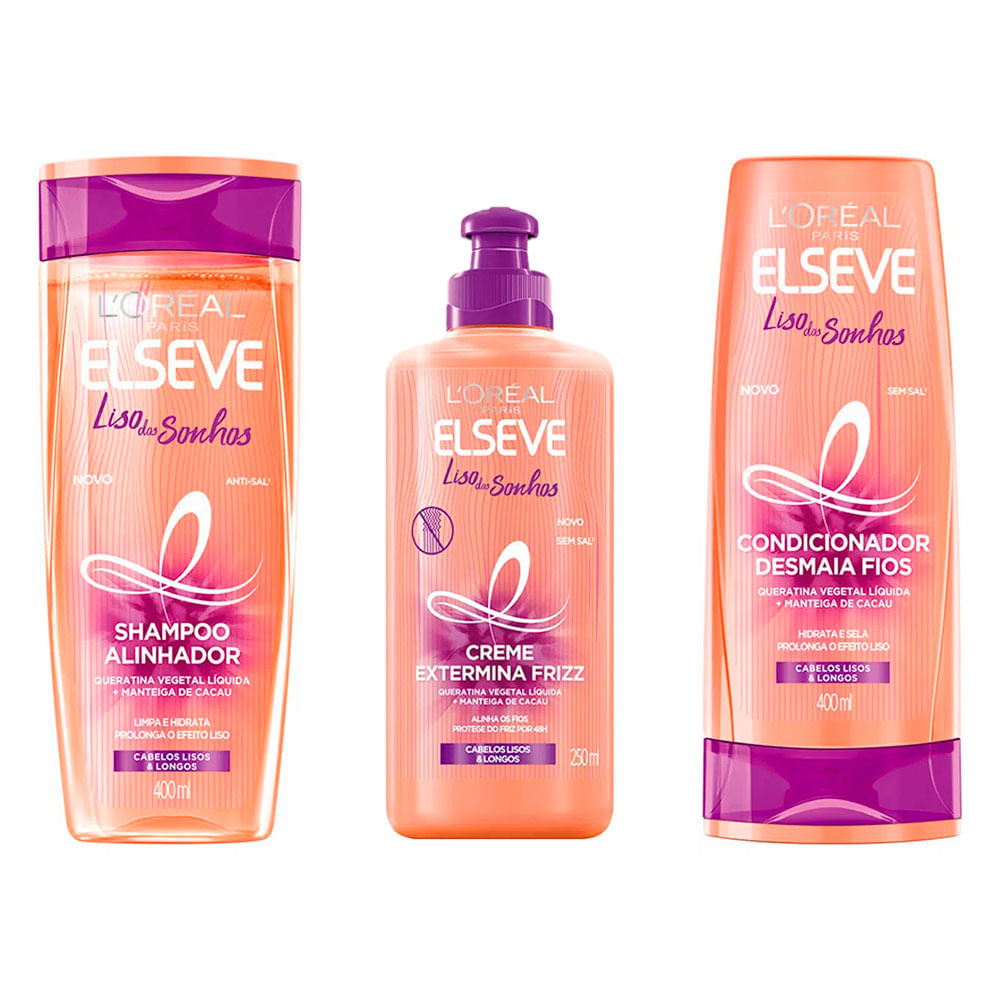 Elseve Liso dos Sonhos Kit - Shampoo + Condicionador + Creme de pentear — Kit