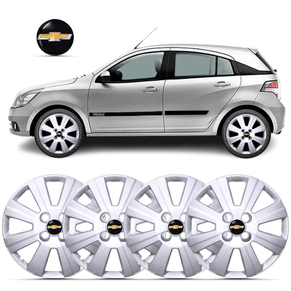 Kit 4 Calota Aro 15 Agile 2010 2011 2012 2013 Com Emblema