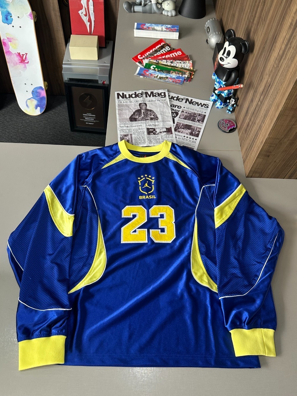 Camiseta Air Jordan Manga Longa Brasil Goleiro Blue — M, Novo