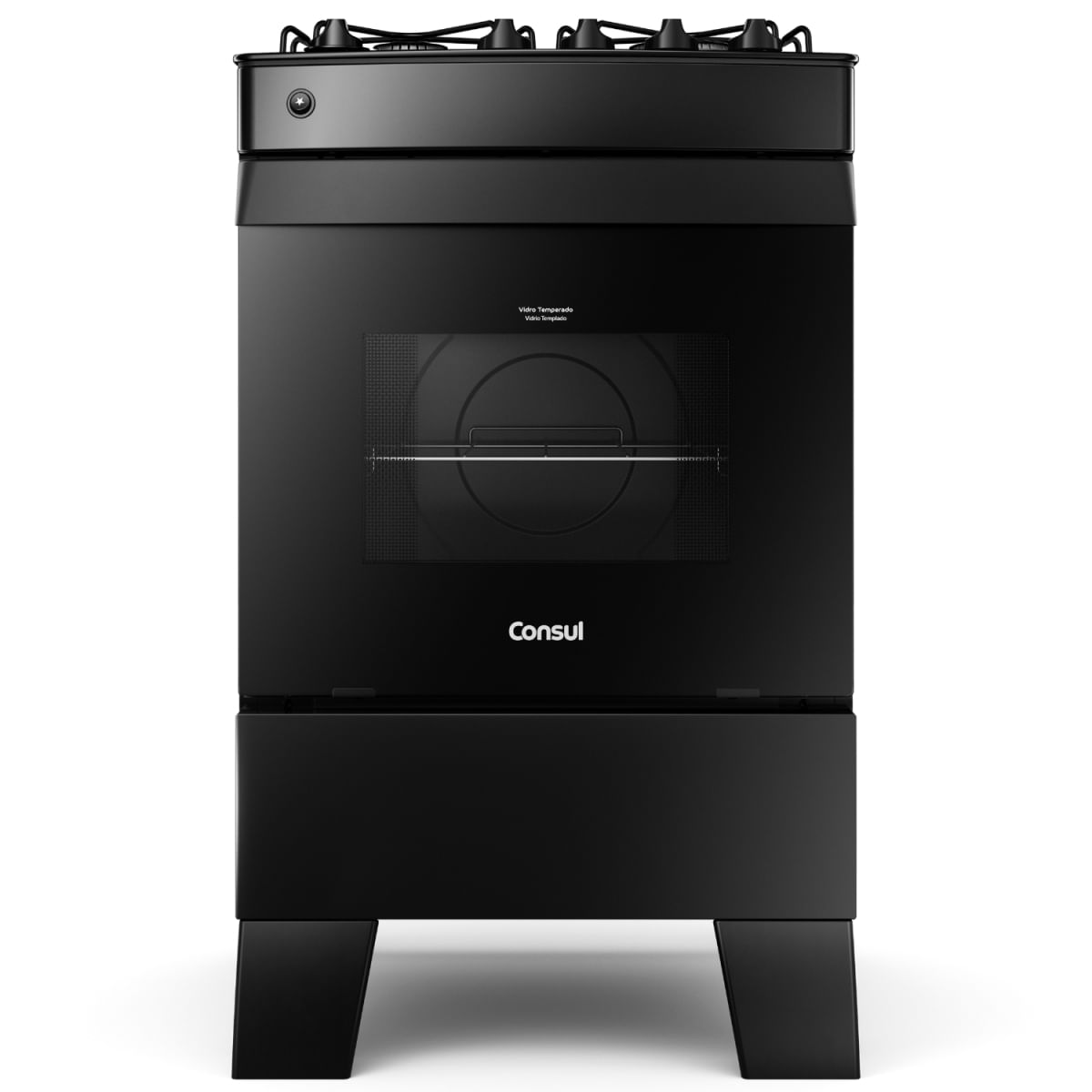 Fogão 4 Bocas Preto Consul com Mesa de Vidro - CFO4VCE Bivolt