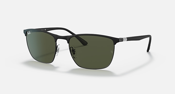 Ray-Ban Óculos De Sol Rb3686 - Quadro Preto Lente Verde 57-19