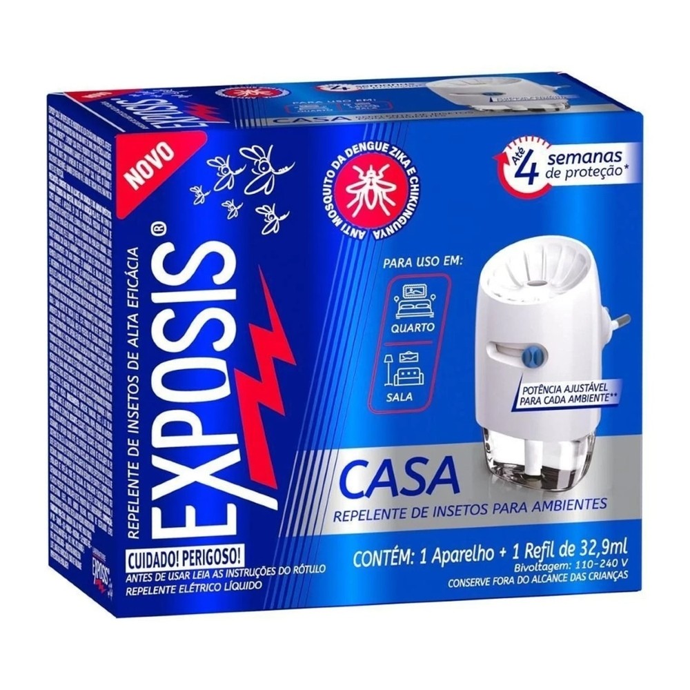 Repelente Elétrico Líquido Exposis Casa Bivolt + Refil 32,9ml