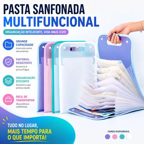 Pasta Sanfonada 12 Divisórias A4 Line Dello