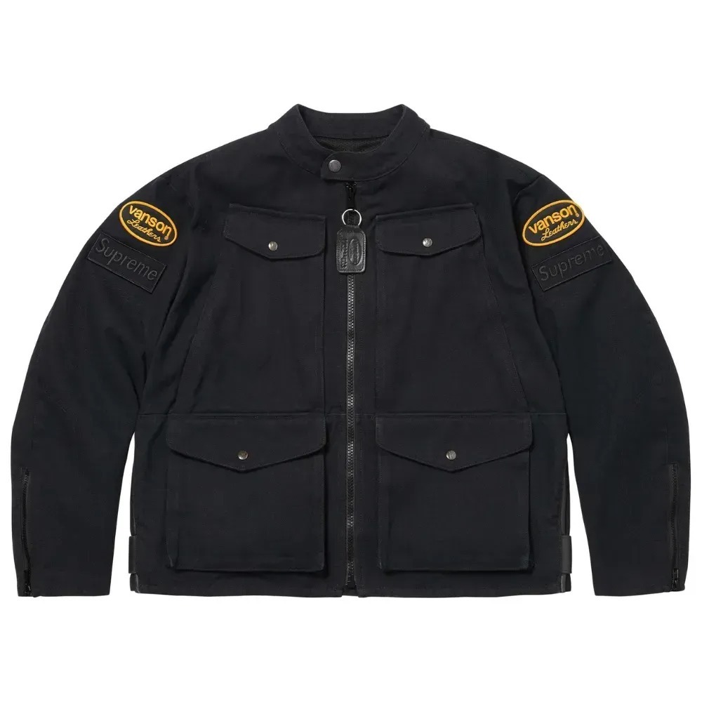 Cordura x Vanson Leathers x Supreme Jaqueta Black SS26-W3 — P / M / G, Novo