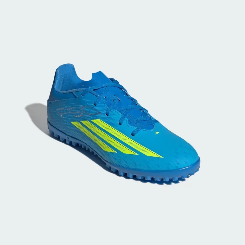 adidas Chuteira F50 Club Society Lucid Ray Blue Team Solar Yellow 2 — 38 / 39 / 39.5 / 40 / 40.5 / 41 / 42 / 42.5 / 43 / 43.5 / 44, Novo