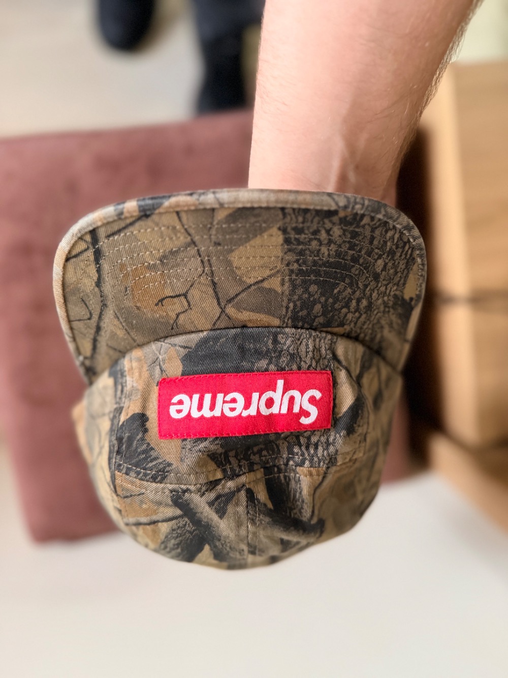 Boné Supreme Washed Chino Twill Camp Realtree Hardwoods Camo FW26-W1 — Único, Novo