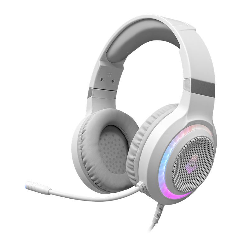 Headset Gamer Mancer Twilight, LED Rainbow, Driver 50mm, P2 e USB, Com Microfone, Branco, MCR-TLT-WH01