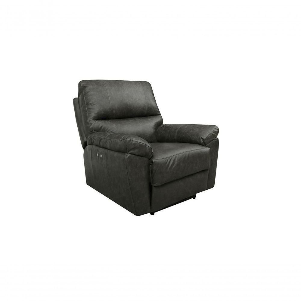 Poltrona Do Papai De Couro Genova Power Touch Soft Charcoal - Mempra