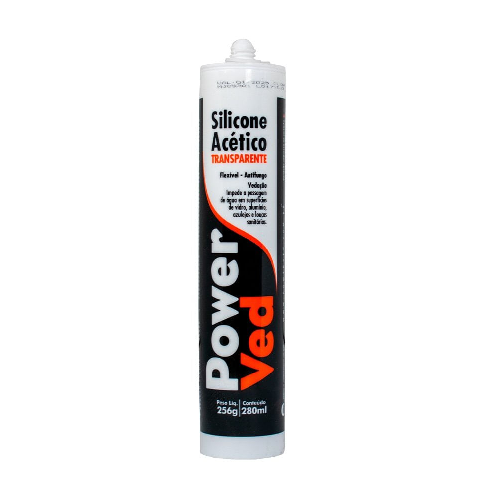 Adesivo De Silicone Acetico Incolor 280Ml Powerved