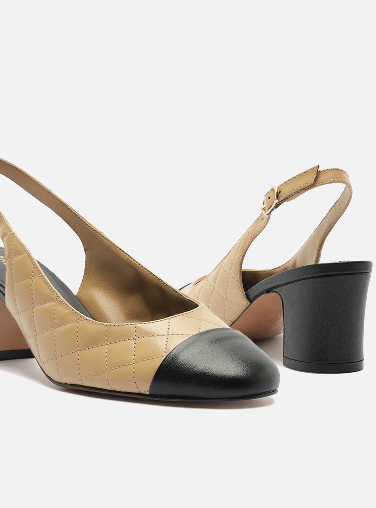 Foto 4 de Scarpin Multineutro Couro Salto Bloco Fivela Slingback
