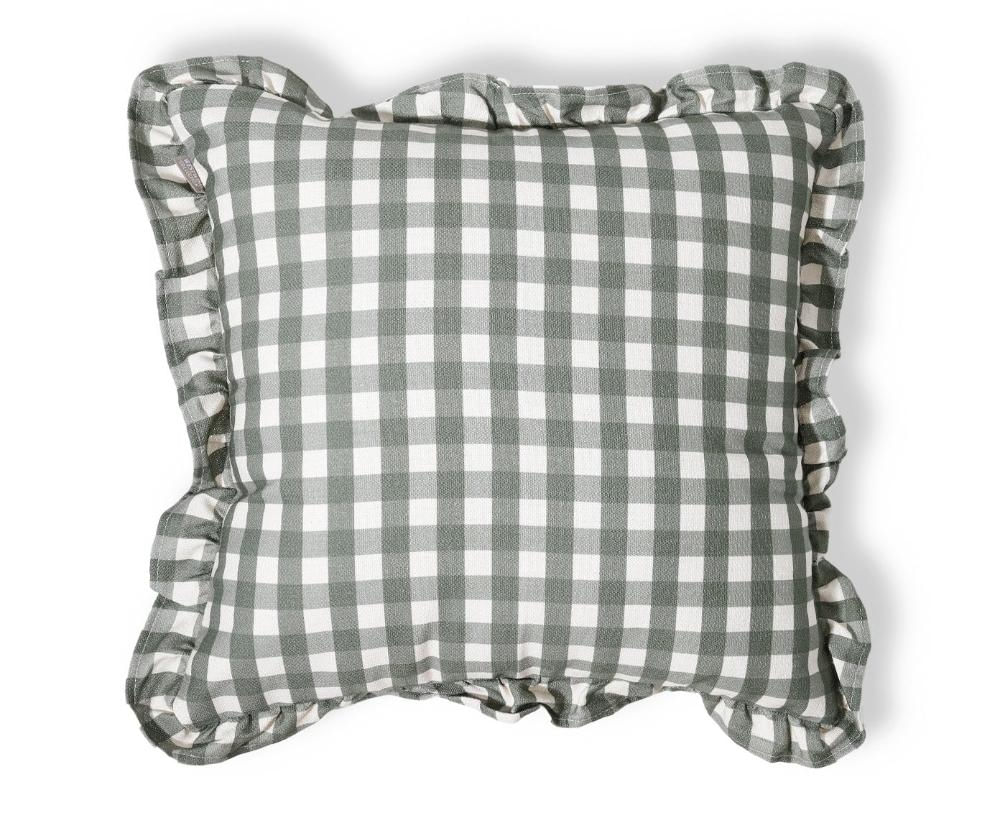 Capa de Almofada Estampada com Babados Vichy Elena Verde Verde