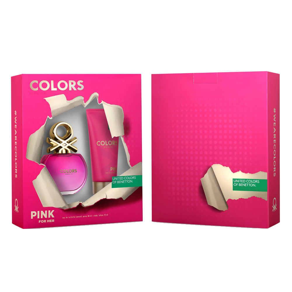 Benetton Colors Pink Kit - EDT 80ml + Body Lotion — Kit