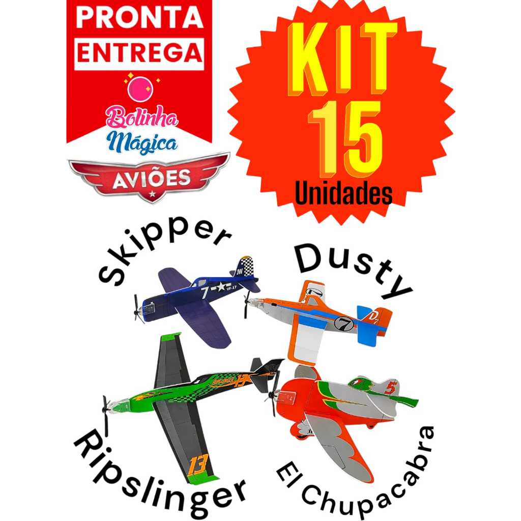 15 Avião Planador Voa Kit Festa Aniversario dia da Criança Prenda Lembrancinha Brinquedo Infantil