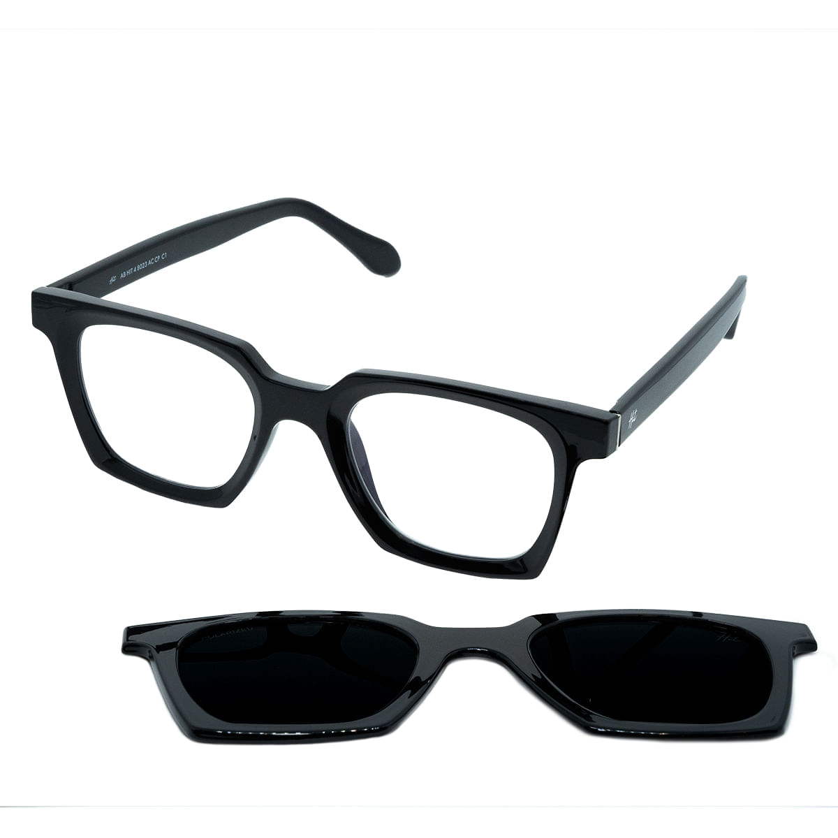 Armação para Óculos de Grau Masculino Hit 4 8023 Preto com Clip On