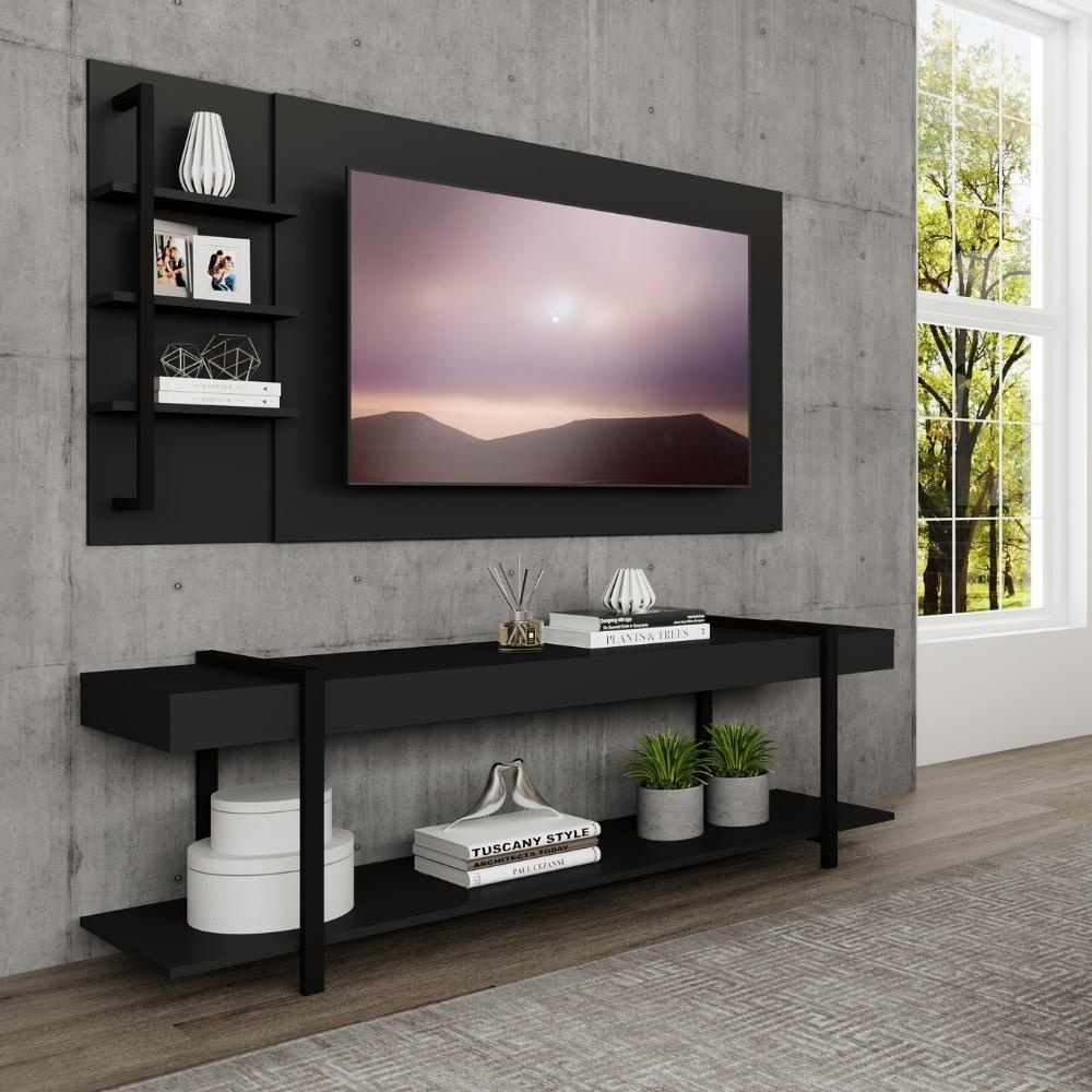 Rack c/ Painel para Tv até 50' Ohio Carraro Preto