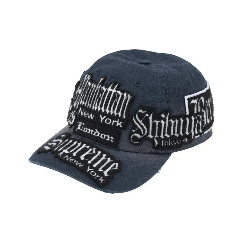 Boné Supreme City Patches 6-Panel Navy SS26-W8 — Único, Novo