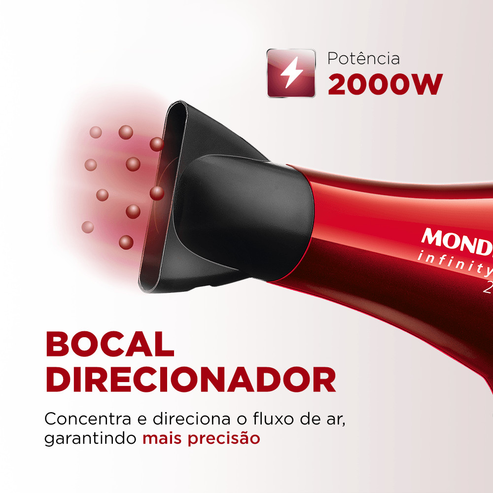 Foto 2 de Secador Infinity 2500 Mondial Vermelho e Preto 1900W SC-12