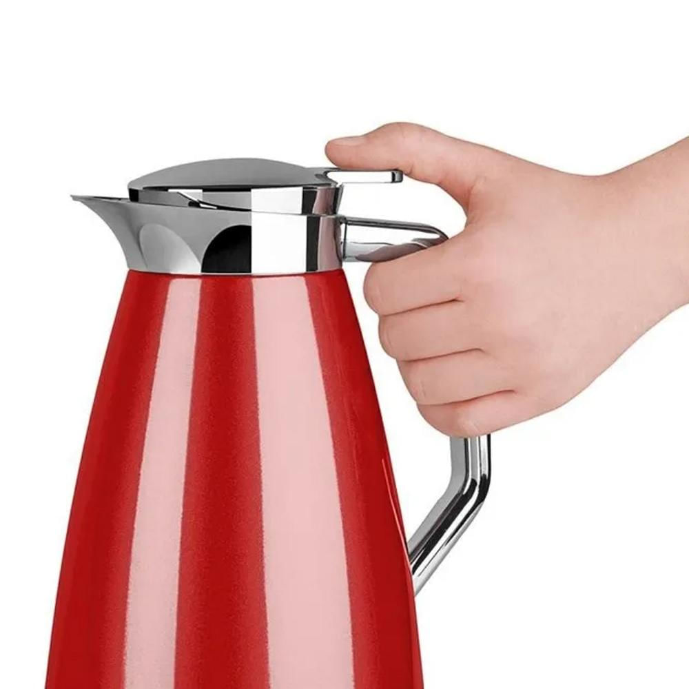 Foto 4 de Garrafa térmica Emsa Plaza Quick Press 1 litro vermelho
