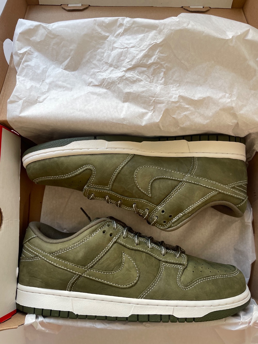 Nike Dunk Low Medium Olive Summit White — 37, Novo
