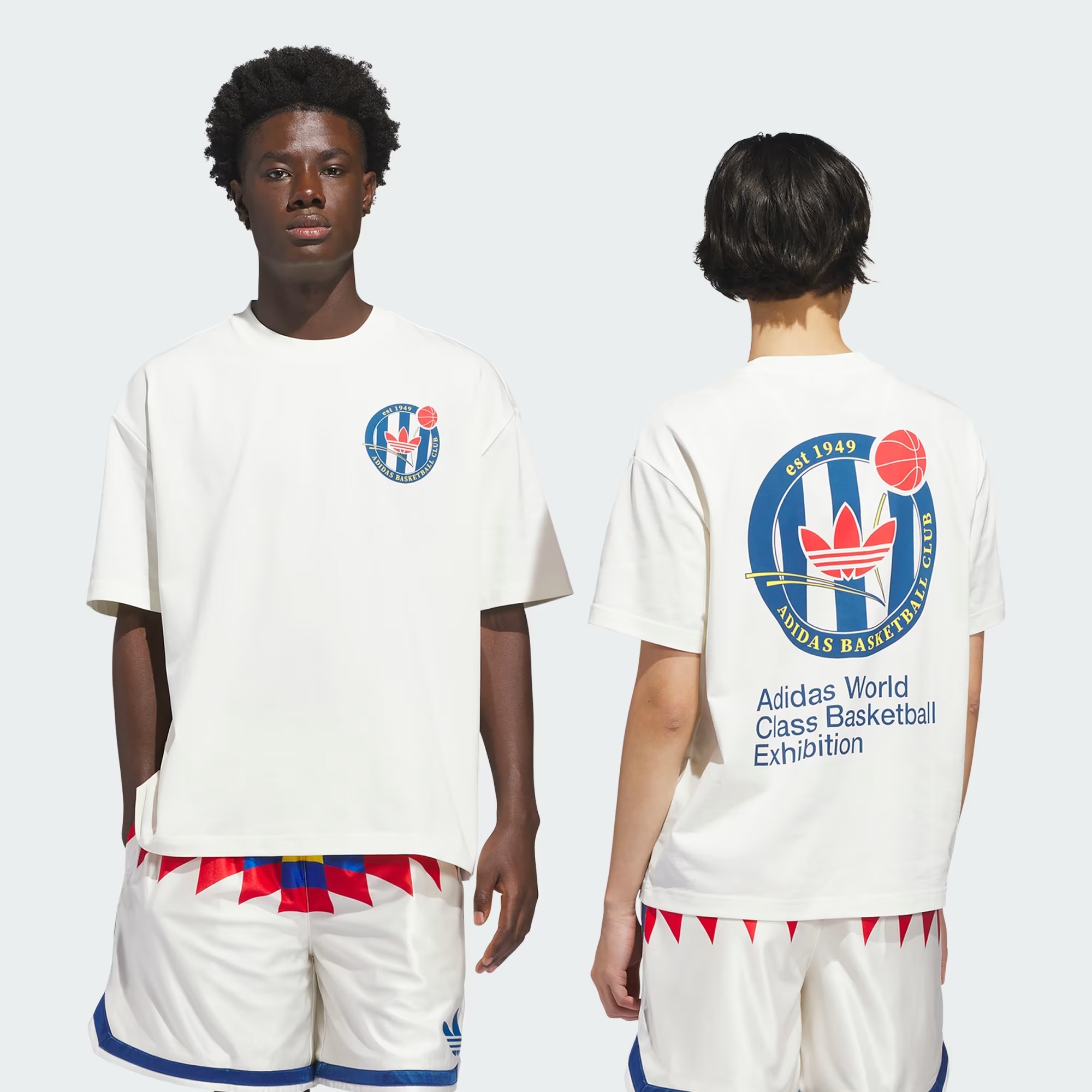 Camiseta adidas Originals Basketball Crest Off White Dark Marine — P / M / G, Novo