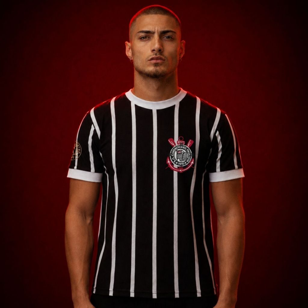 Camiseta Corinthians Masculina Listrada Democracia Licenciada