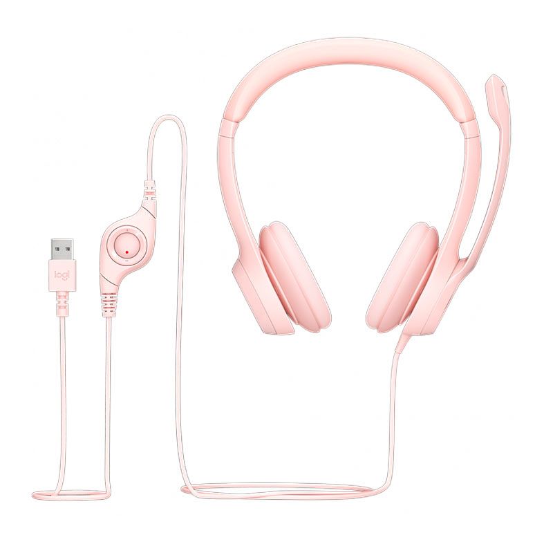 Foto 3 de Headset Logitech H390, USB, Rosa, 981-001280