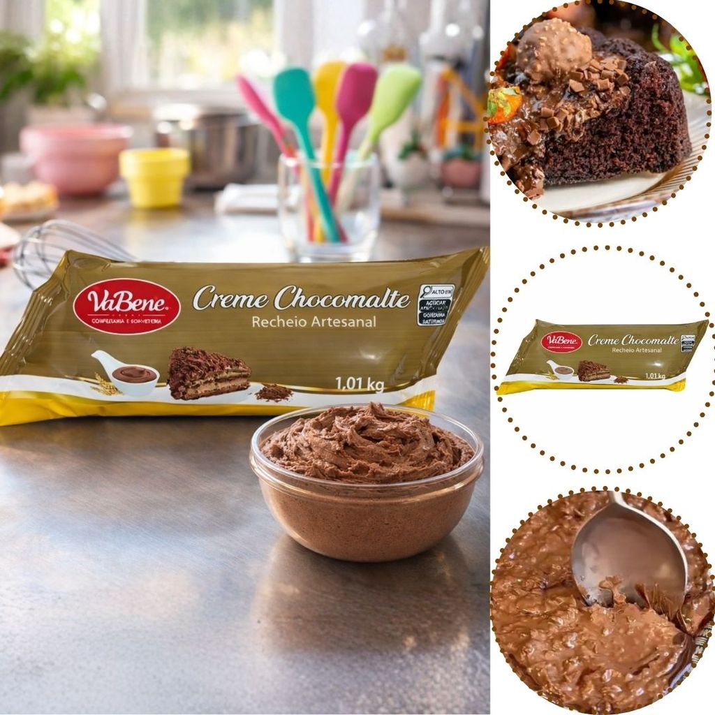 2 RECHEIO ARTESANAL CREME CHOCOMALTE 1,01KG VABENE (CHOCO)