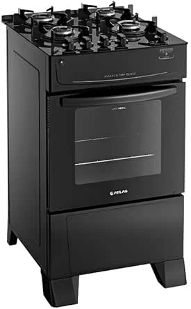 Fogão 4 Bocas Atlas Mônaco Top Glass com Acendimento Automático - Preto - Fogão 4 Bocas - Magazine Dopechinchou