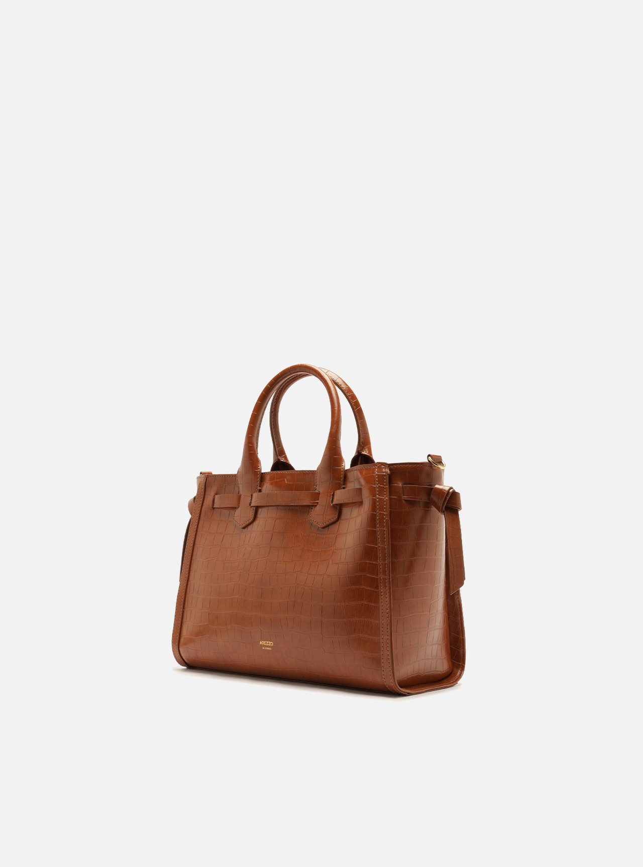 Foto 2 de Bolsa Tote Caramelo Média Croco Tiras