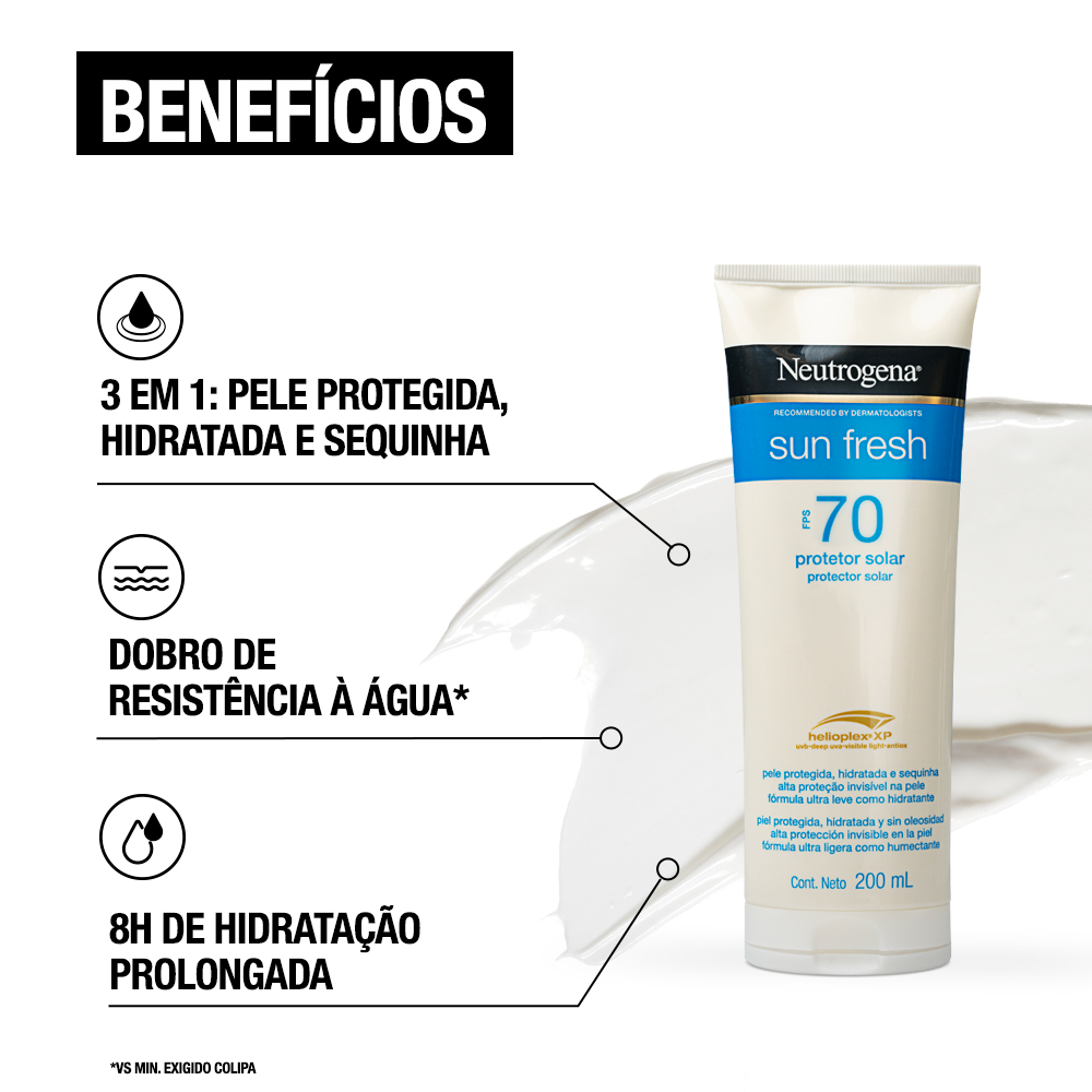 Foto 2 de Protetor Solar Corporal NEUTROGENA SUN FRESH® FPS 70, 200mL