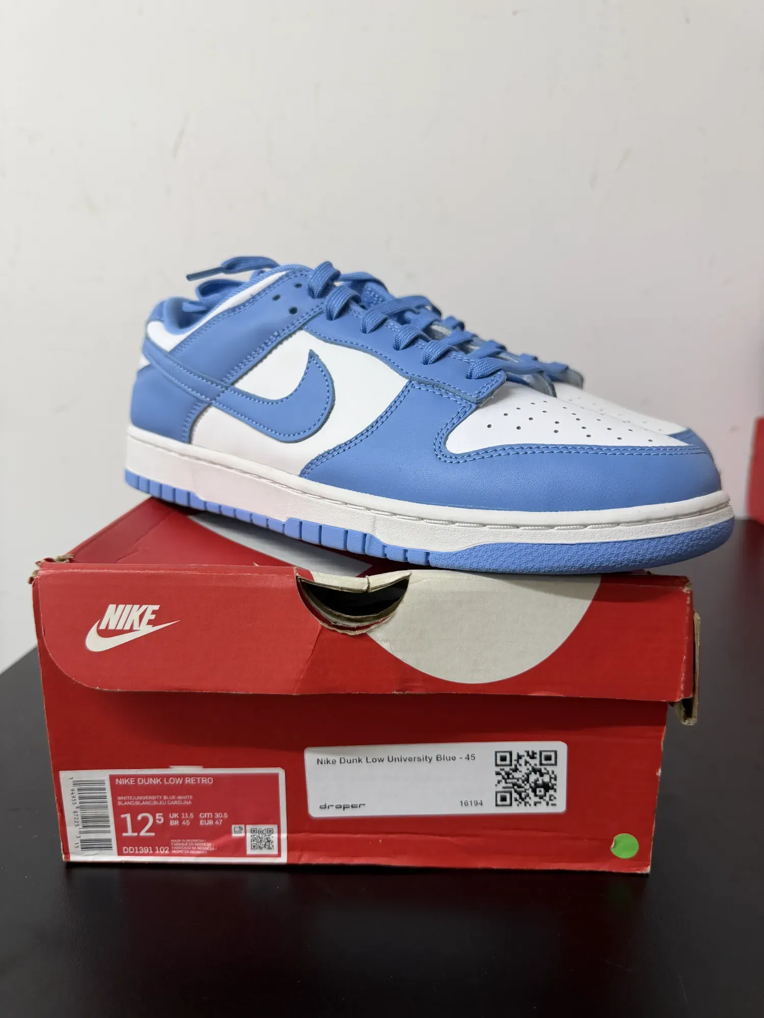 Nike Dunk Low University Blue — 45, Novo