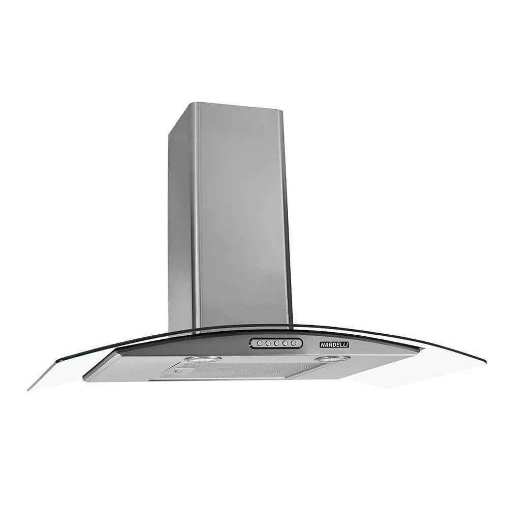 Coifa De Parede Nardelli Vidro Curvo Duto Slim 80cm Inox 110V