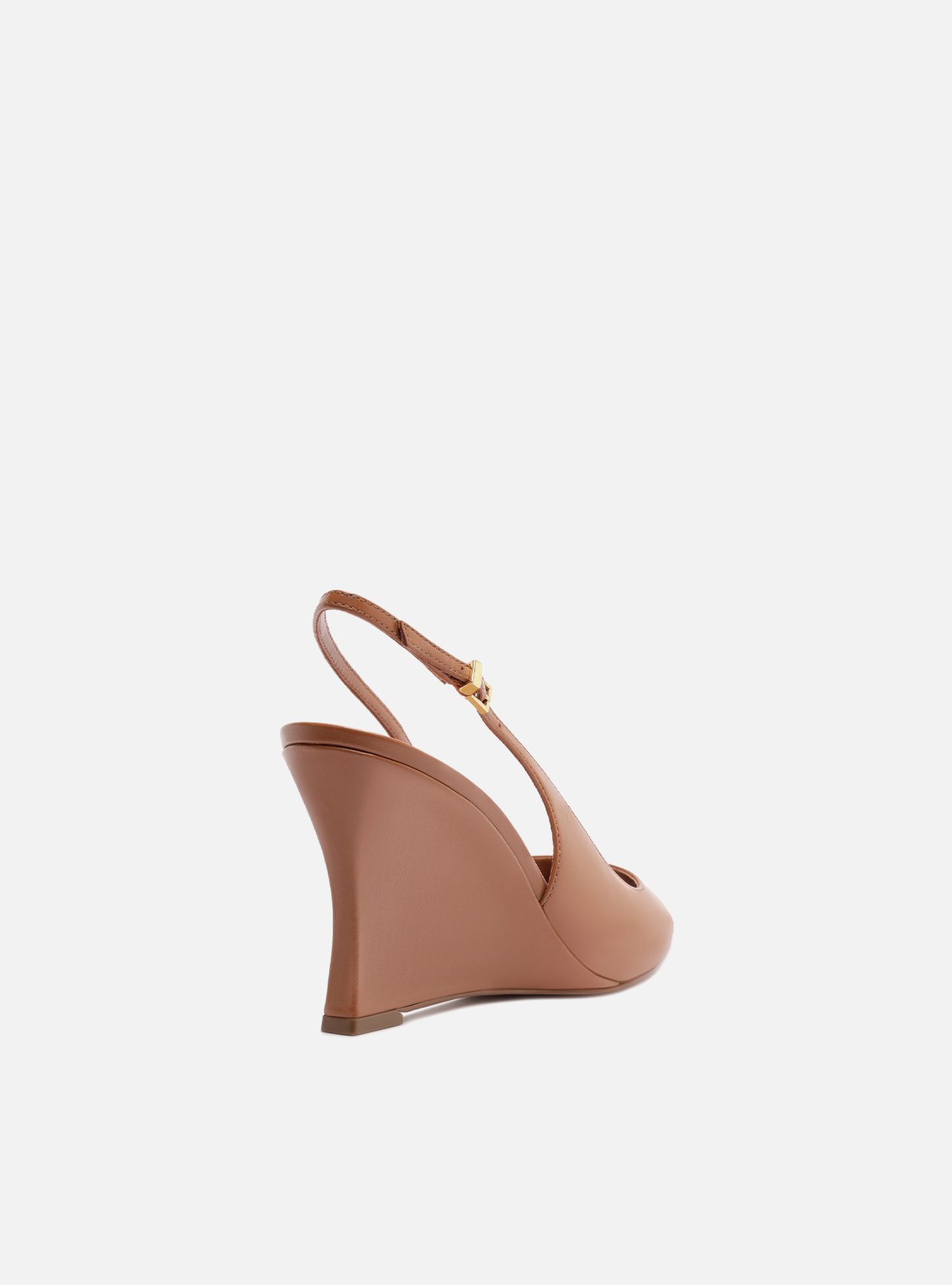 Foto 3 de Scarpin Caramelo Couro Salto Alto Anabela Slingback
