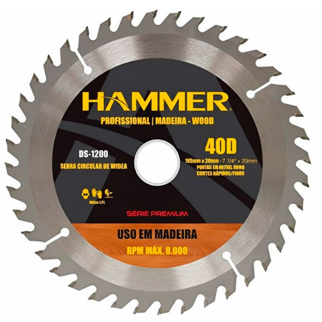 Disco De Serra Circular Para Madeira 40 Dentes De 7 Pol Hammer