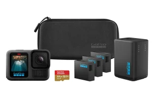 GoPro HERO13 Black Power Bundle – Kit com Câmera de Ação à Prova d’água 10m, 5.3K60, HLG HDR, 27MP, HyperSmooth 6.0, GPS, Wi-Fi 6 e Acessórios Extras, Baterias Enduro, Cartão de 64