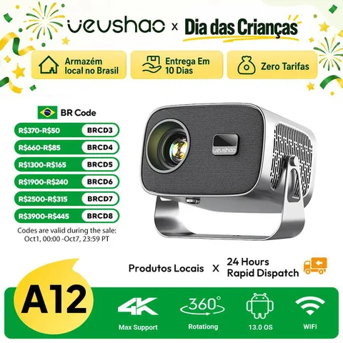 Projetor Mini Vevshao 1280x720 Android 13.0 4K