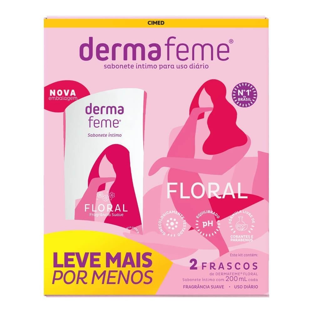 DERMAFEME KIT SABONETE ÍNTIMO FLORAL COM 200ML