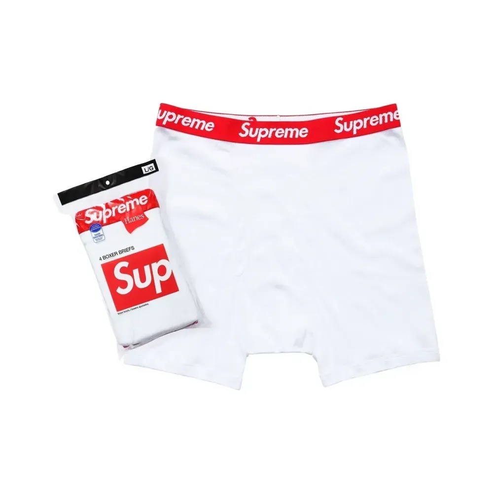 Hanes x Supreme Cueca Boxer Briefs White (4 Pack) FW26-W1 — P, Novo