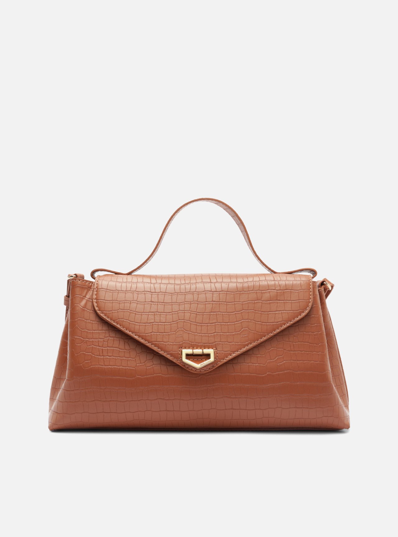 Bolsa Tote Marrom Fecho Dourado Croco