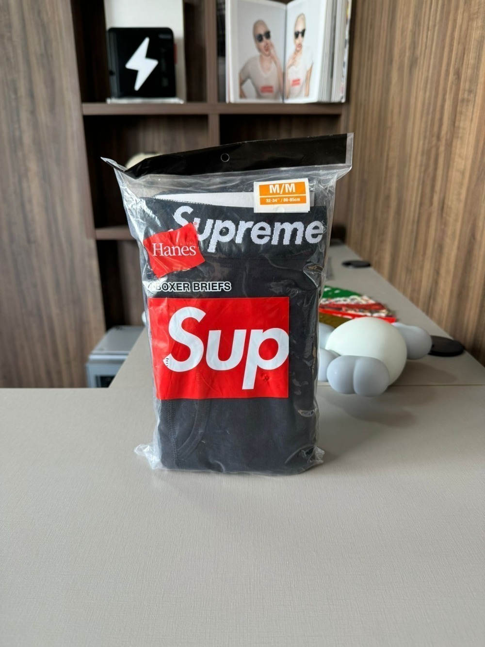 Hanes x Supreme Cueca Boxer Briefs Black (4 Pack) FW26-W1 — G, Novo