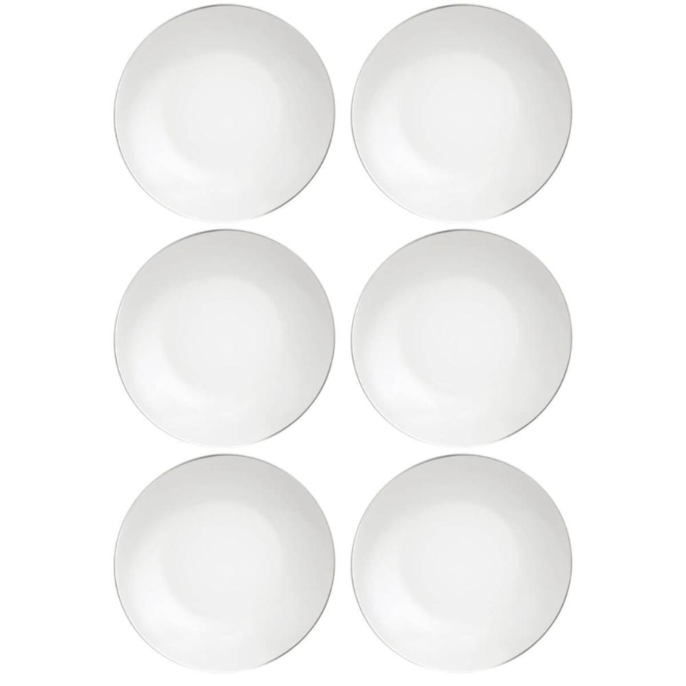 Conjunto 6 Pratos Fundos Tramontina Atena 22cm Porcelana Sopas Caldos Mesa Posta