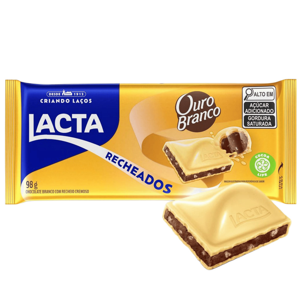Lacta Chocolate Branco Com Recheio Ouro Branco 98g