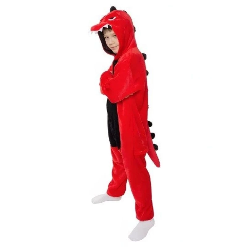 Macacão dinossauro quentinho Verde e vermelho