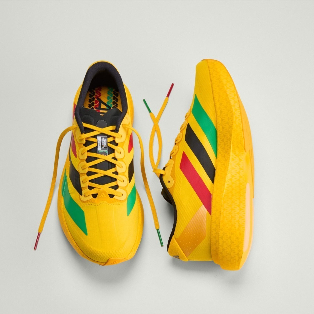 Bob Marley x adidas Adizero Evo SL Jamaica 26 Bold Gold — 38 / 39.5 / 41 / 42 / 42.5 / 43 / 43.5 / 44 / 46, Novo