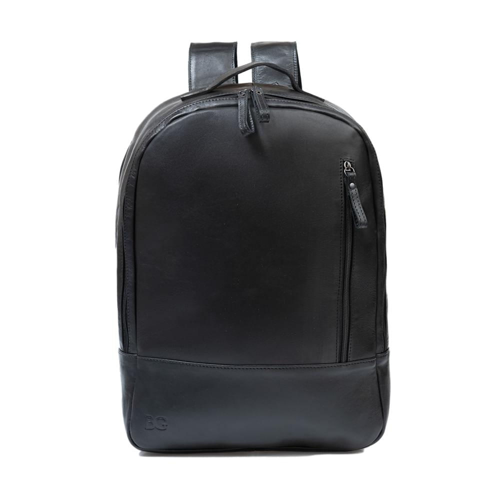 Mochila Masculina de Couro para Notebook Arpoador Preta U / Preto