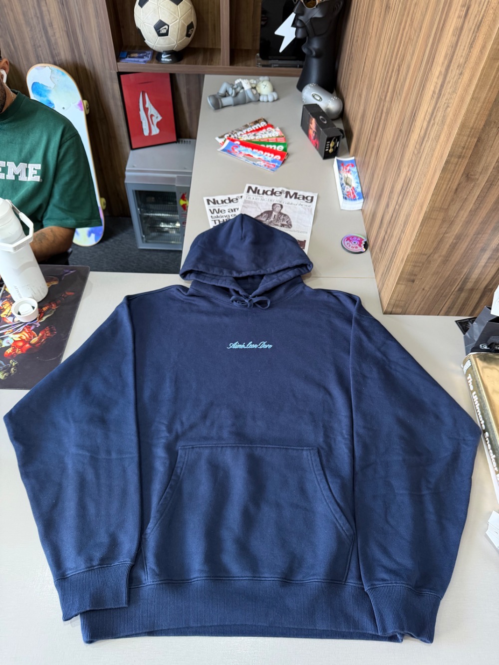 Moletom Aimé Leon Dore Embroidered Logo Navy — XG, Novo