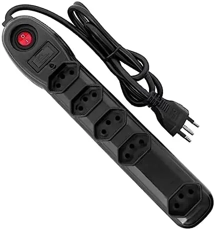 FILTRO DE LINHA BIVOLT 5 TOMADAS, PRETO PLUZIE