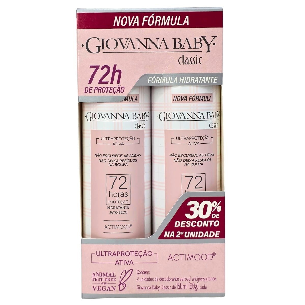 Kit 2 Desodorante Aerossol Classic 72h Vegano Giovanna Baby 150ml / 90g cada