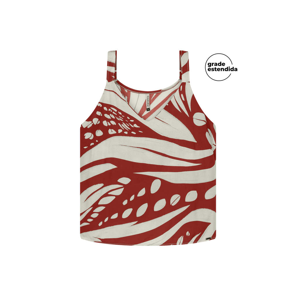 Regata Feminina Decote V Estampada Marialícia Laranja