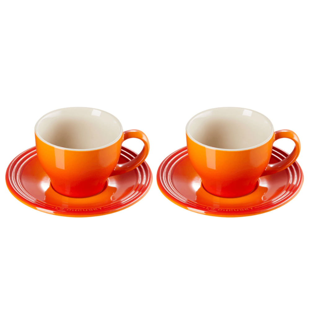 Conjunto De Canecas Com Pires Laranja 2 Peças 200Ml - Le Creuset